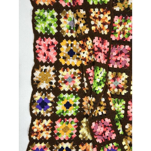Retro Handmade Multicolor Granny Squares Crocheted Afghan Throw 60x78 Boho Gypsy - Picture 3 of 6